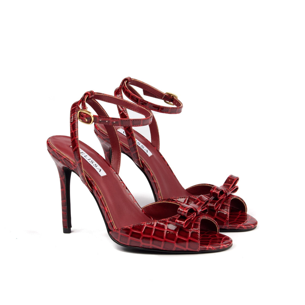 Velissa Aria Slingback in Burgundy croco-embossed leather, designed in Dubai